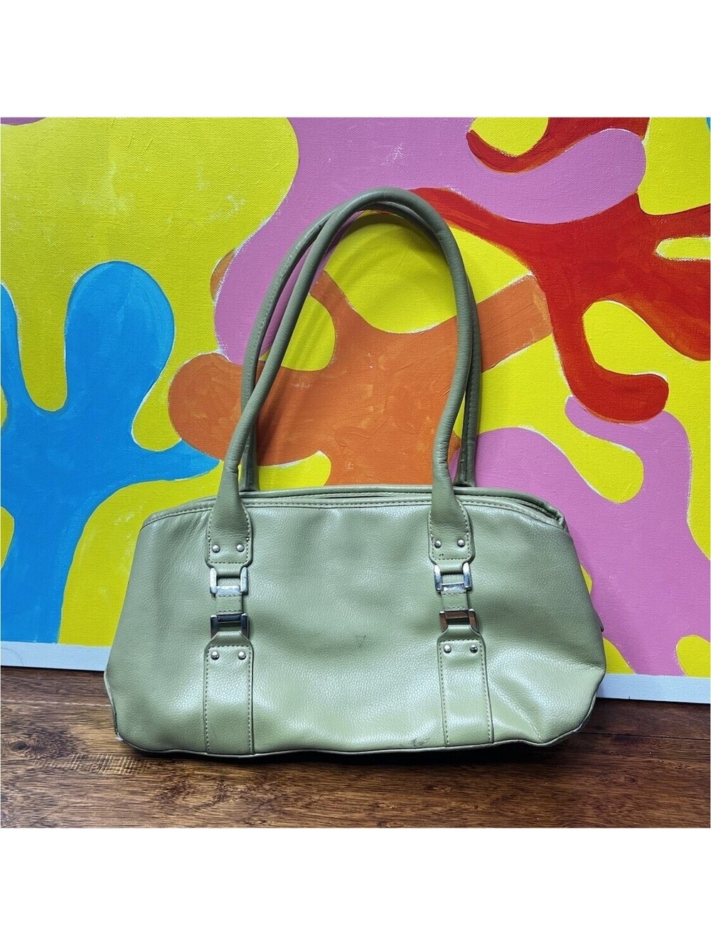 Croft & Barrow Green Faux Leather Shoulder Bag / Tote | Y2K Vintage Style